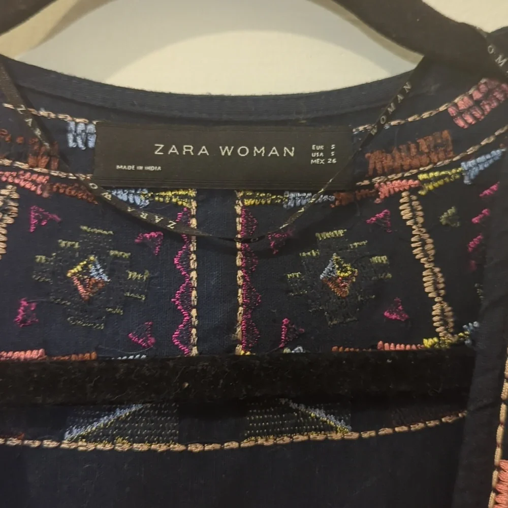 Zara 3/5 Navy Embroidered Jacket Size S - Picture 6 of 7
